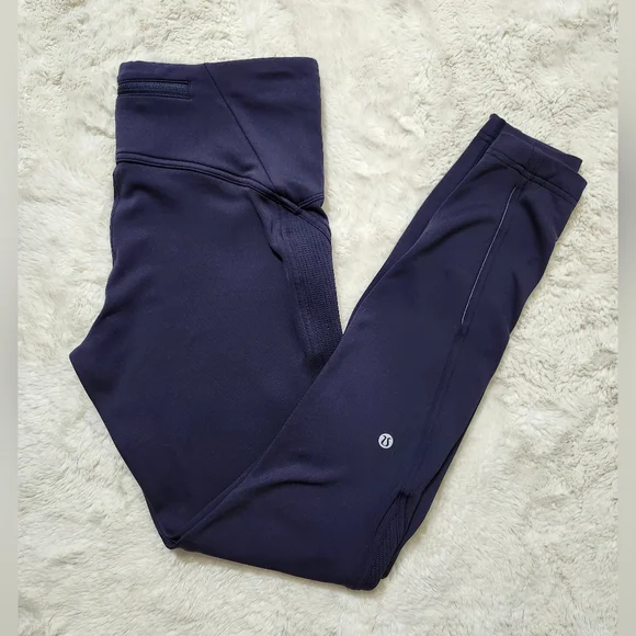 Lululemon Fast as Fleece Tight 28” Size 8 Midnight Navy Legging Active Run Lined - Picture 12 of 16